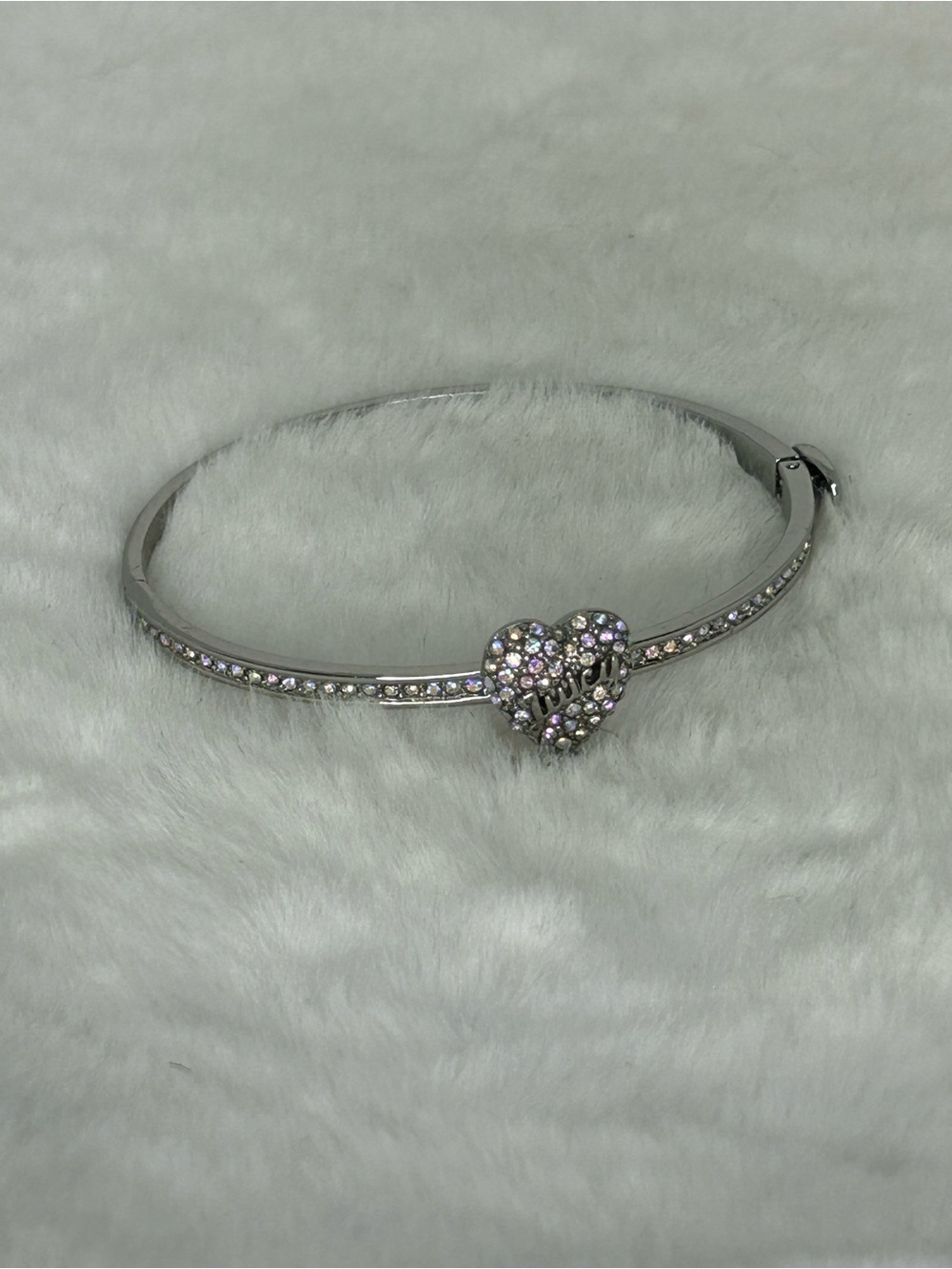 JUICY COUTURE AB PAVE CRYSTAL HEART HINGE BANGLE BRACELET